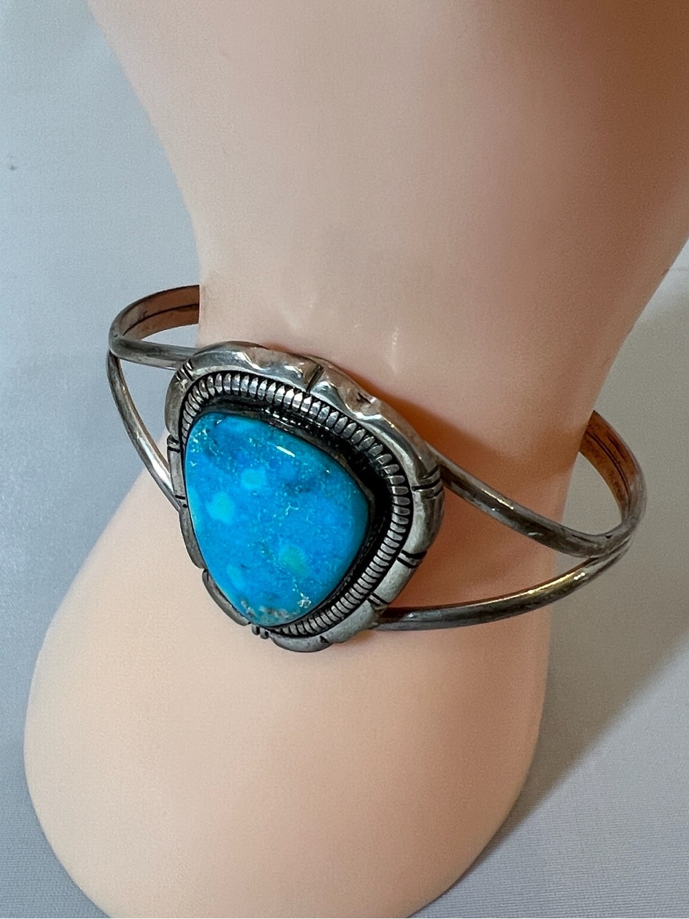 Sterling Silver Turquoise Stone Cuff Bracelet - Blue